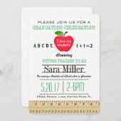 ルーラー&アップル先生卒業招待状 招待状 (正面/裏面)