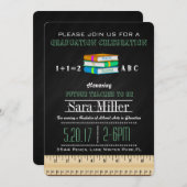 ルーラー&ブック先生卒業招待状 招待状 (正面/裏面)