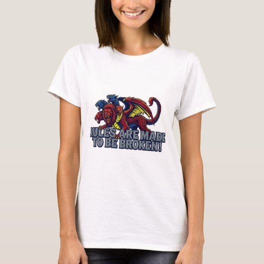 ルールは破るためにある 多頭獣グラフィック Tシャツ (正面)