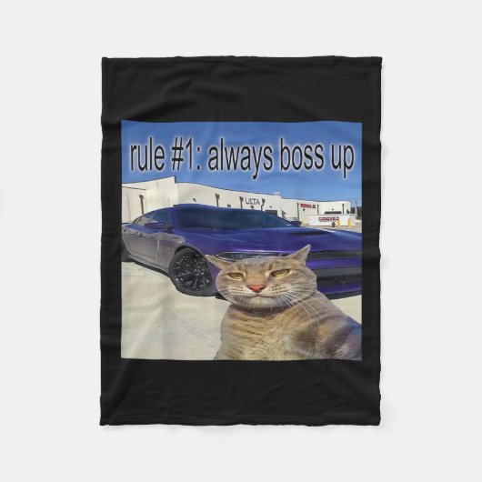 ルール1常にボスアップおもしろい猫の奇妙な特定のダン フリースブランケット (正面)
