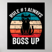 ルール1常にボスアップ猫おもしろいミーム男女性 ポスター (正面)