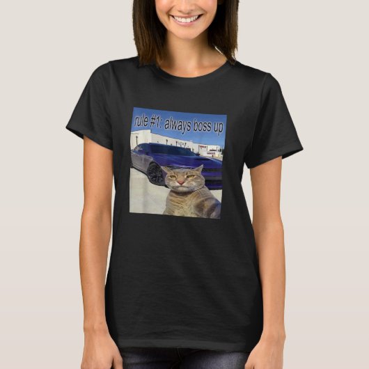 ルール1 常にボスを上げる おかしい猫 奇妙に特化したダン Tシャツ (正面)