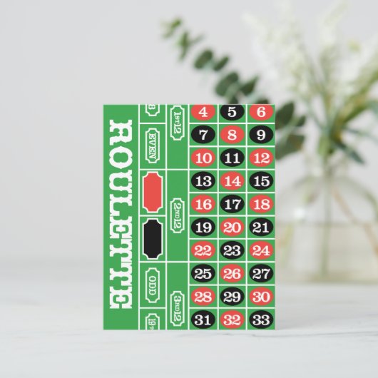 ルーレットのテーブル-勝つべきカジノの賭け ポストカード (スタンド正面)