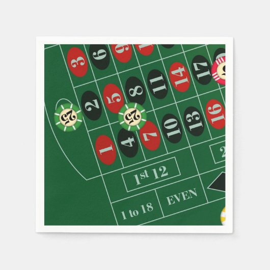 ルーレットテーブルカジノペーパーナプキンセット スタンダードカクテルナプキン (正面)