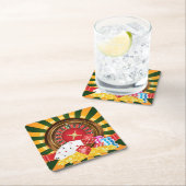 ルーレットホイールとカジノカード、サイコロとチップ スクエアペーパーコースター (インサイチュ)