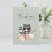 ルーンの水の色のセージ緑の赤ちゃんシャワー サンキューカード (スタンド正面)