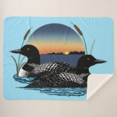 ルーンカップルのサンセットブルー シェルパブランケット (正面(横))