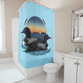 ルーンカップルのサンセットブルー シャワーカーテン (インサイチュ)