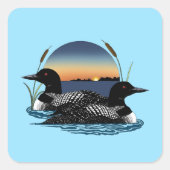 ルーンカップルのサンセットブルー スクエアシール (正面)