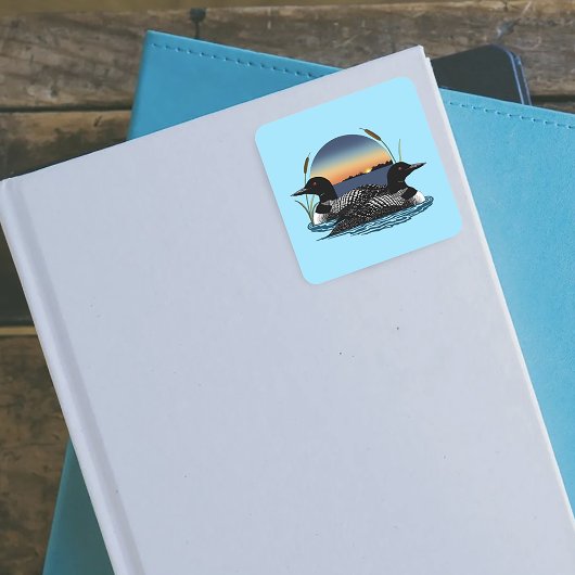 ルーンカップルのサンセットブルー スクエアシール