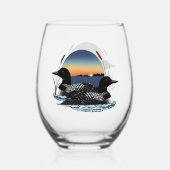 ルーンカップルのサンセットブルー ステムなしワイングラス (正面)