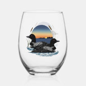 ルーンカップルのサンセットブルー ステムなしワイングラス (裏面)