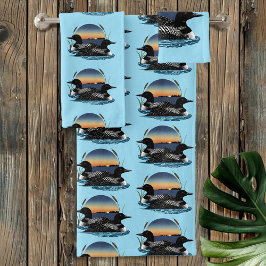 ルーンカップルのサンセットブルー バスタオルセット