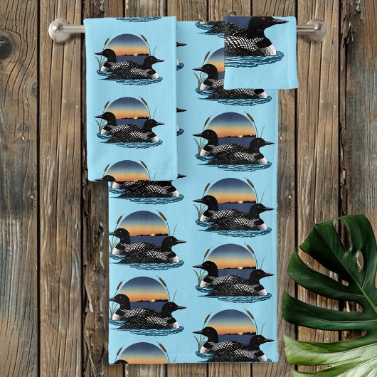 ルーンカップルのサンセットブルー バスタオルセット