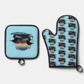 ルーンカップルのサンセットブルー 鍋つかみ&鍋敷きセット (正面)