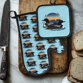 ルーンカップルのサンセットブルー 鍋つかみ&鍋敷きセット