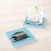 ルーンサンセットブルー ガラスコースター (アングル)