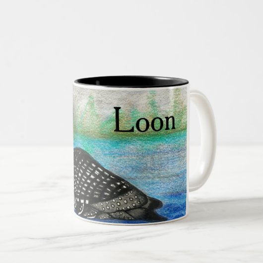 ルーンズ絵画ウォーターカラーバードカラフルレイク ツートーンマグカップ (正面右)