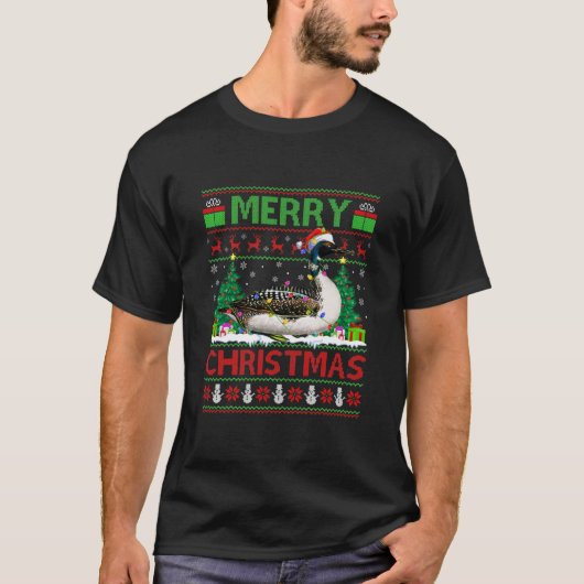 ルーンバードラバークリスマス照明サンタアグリールーン Tシャツ (正面)