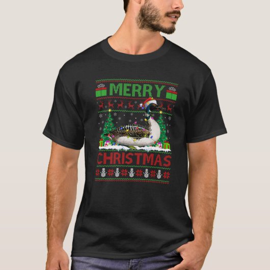 ルーンバードラバークリスマス照明サンタ醜いルーンチ Tシャツ (正面)