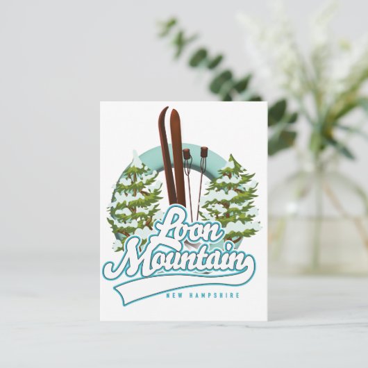 ルーンマウンテンニューハンプシャースキーロゴ ポストカード (スタンド正面)