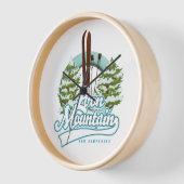 ルーンマウンテンニューハンプシャースキーロゴ 壁時計 (傾斜)