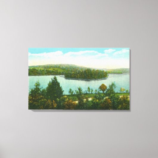 ルーンレイクとブリッセウッド島のビュー キャンバスプリント (正面)