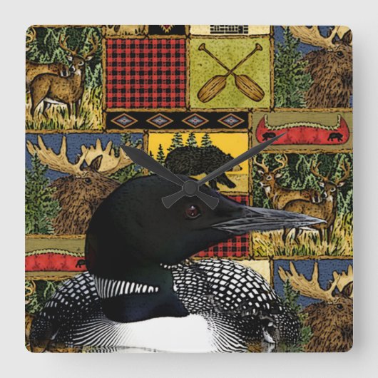 ルーンレイクウィルダネスロッジ スクエア壁時計 (正面)