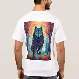 ルーン文字と森のノルディックスピリットウルフTシャツ Tシャツ