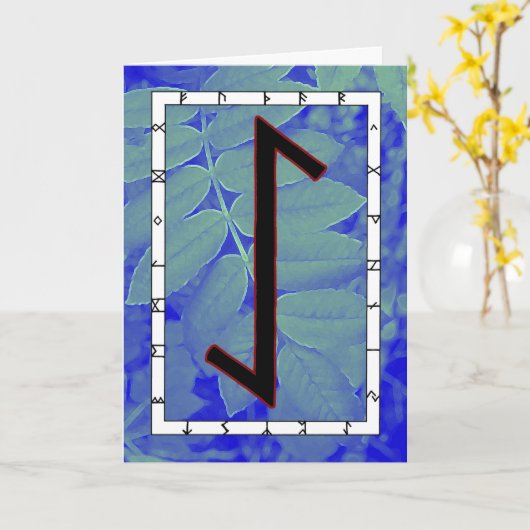 ルーン文字エイワズ - 中心の忍耐 カード (黄色い花)