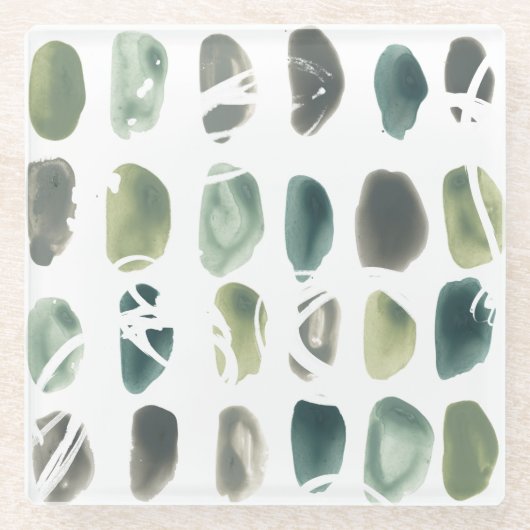 ルーン石 – 緑 ガラスコースター (正面)