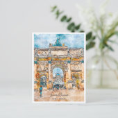 ルーヴルパリフランストラベルプレイスウォーターカラー ポストカード (スタンド正面)