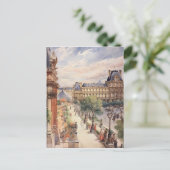 ルーヴルパリ通りシーンアート ポストカード (スタンド正面)