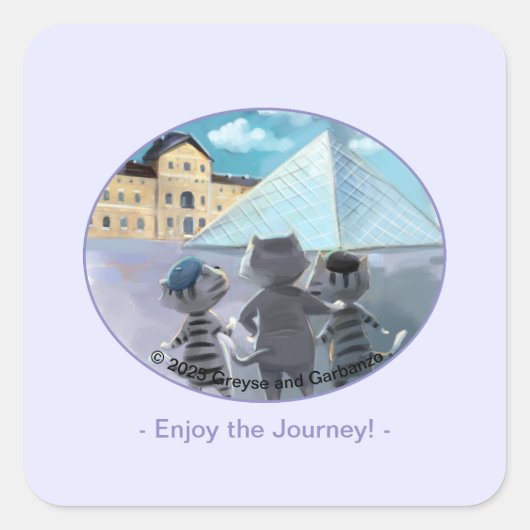 ルーヴル広場ステッカー楽しむ- スクエアシール (正面)