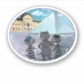 ルーヴル楕円ビニール楽しむステッカー – (様々なサイズ) シール (正面)