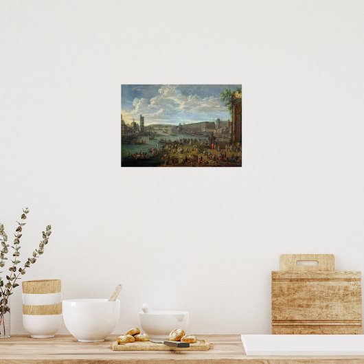 ルーヴル美術館とトゥールドゥネスレズの景色 ポスター (キッチン)