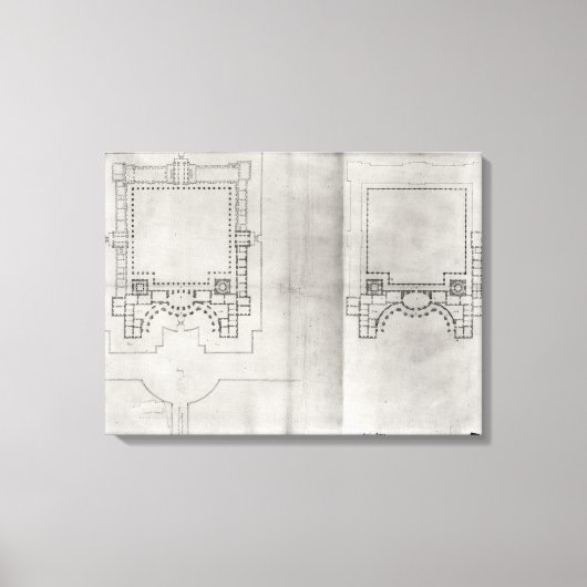 ルーヴル美術館の最初のプロジェクトの2つの計画 キャンバスプリント (正面)