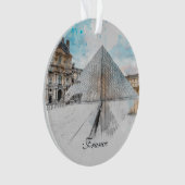 ルーヴル美術館の水彩スケッチ，フランス オーナメント (正面)