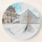 ルーヴル美術館の水彩スケッチ，フランス コースター (正面)