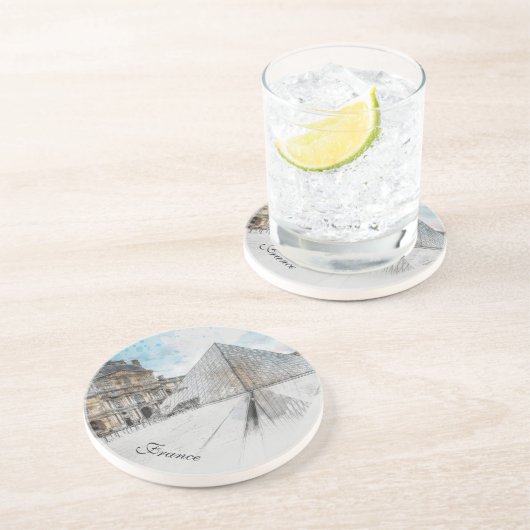 ルーヴル美術館の水彩スケッチ，フランス コースター (側面)