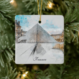 ルーヴル美術館の水彩スケッチ，フランス セラミックオーナメント