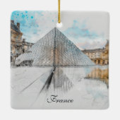 ルーヴル美術館の水彩スケッチ,フランス セラミックオーナメント (裏面)