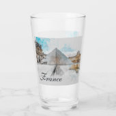ルーヴル美術館の水彩スケッチ，フランス タンブラーグラス (裏面)