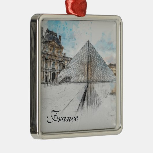 ルーヴル美術館の水彩スケッチ,フランス メタルオーナメント (右)