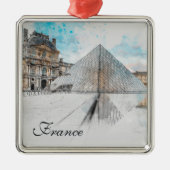 ルーヴル美術館の水彩スケッチ,フランス メタルオーナメント (正面)