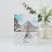 ルーヴル美術館の水彩スケッチ,フランス 案内ポストカード (スタンド正面)