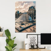 ルーヴル美術館夕べ油彩画 ポスター (ホームオフィス)