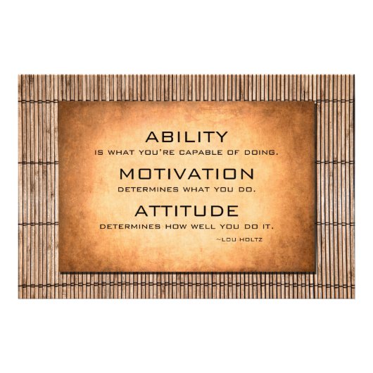 ルー・ホルツやる気を起こさせる引用文と竹バックグラウンド フォトプリント            (正面)