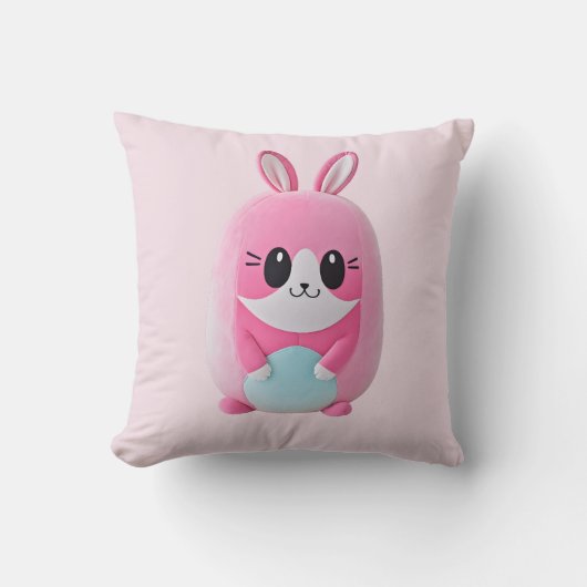 ルー・ルー。かわいいピンクの生き物。 クッション (正面)