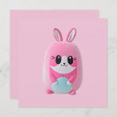 「ルー・ルー」可愛らしいピンク色の生き物 招待状 (正面/裏面)